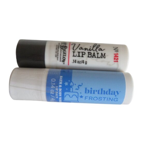Bath & Body Works / C.O. Bigelow - 2 Lip Balms (BIRTHDAY FROSTING & VANILLA) NWT - Picture 1 of 3